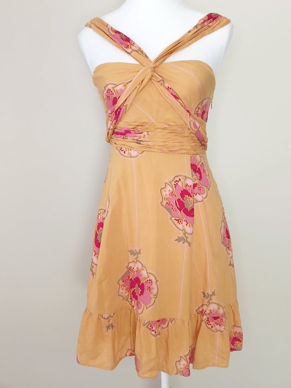 Free People Twisted Florals Silk Blend Halter Dress Size 0
